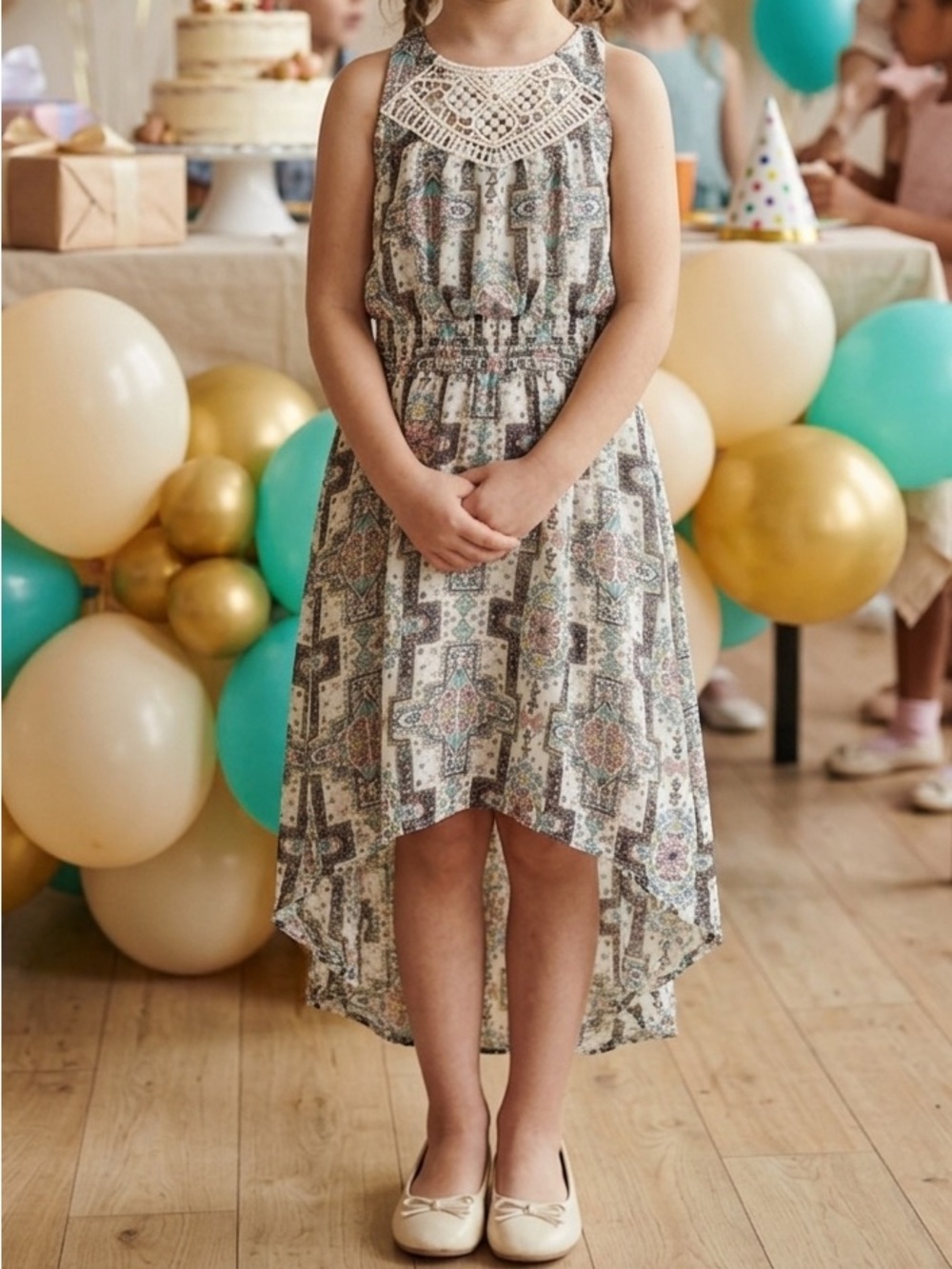 Xhilaration Multicolor Patterned Dress Girls M (7-8) Boho Fancy Style